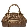 Marc Jacobs Metallic Brown Quilted Leather Stam Satchel For Women