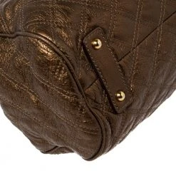 Marc Jacobs Metallic Brown Quilted Leather Stam Satchel For Women -Marc Jacobs shop luxury women marc jacobs used handbags p418600 010
