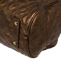 Marc Jacobs Metallic Brown Quilted Leather Stam Satchel For Women -Marc Jacobs shop luxury women marc jacobs used handbags p418600 011