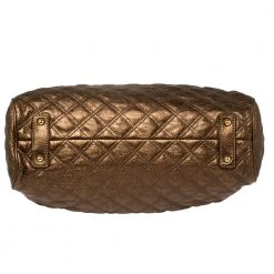 Marc Jacobs Metallic Brown Quilted Leather Stam Satchel For Women -Marc Jacobs shop luxury women marc jacobs used handbags p418600 013