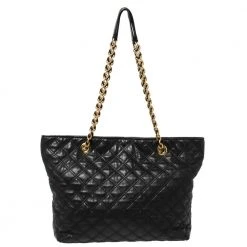 Marc Jacobs Black Leather Quilted Chain Tote For Women -Marc Jacobs shop luxury women marc jacobs used handbags p423161 003