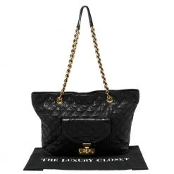 Marc Jacobs Black Leather Quilted Chain Tote For Women -Marc Jacobs shop luxury women marc jacobs used handbags p423161 005