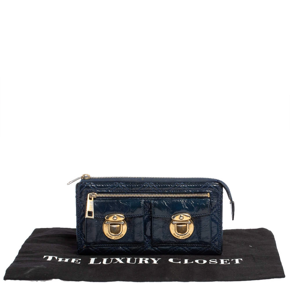 Marc Jacobs Blue Glazed Leather Zip Clutch For Women 10 Marc Jacobs Blue Glazed Leather Zip Clutch For Women - Image 10