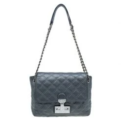Marc Jacobs Dark Grey Quilted Leather Large Baroque Single Shoulder Bag For Women