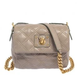 Marc Jacobs Taupe Quilted Leather Crossbody Bag For Women