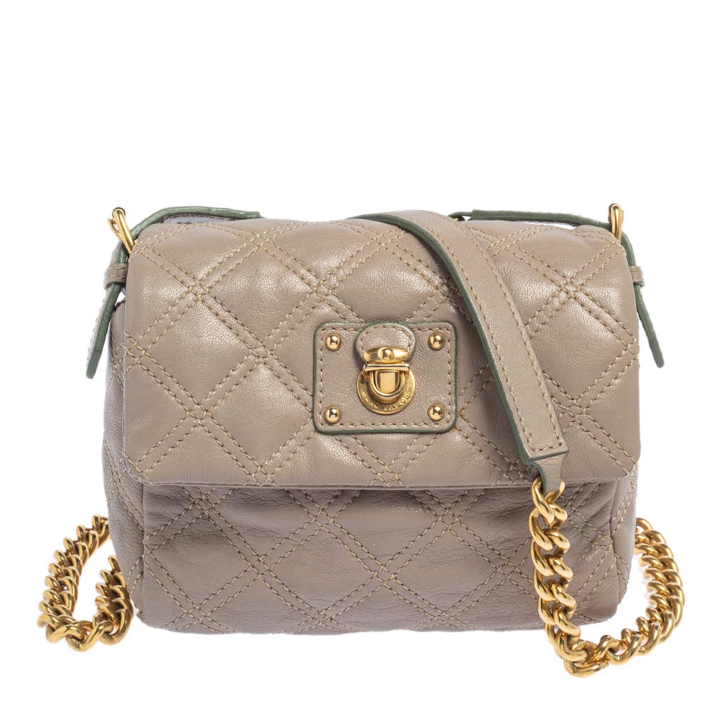 Marc Jacobs Taupe Quilted Leather Crossbody Bag For Women 1 Marc Jacobs Taupe Quilted Leather Crossbody Bag For Women