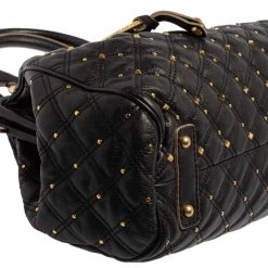 Marc Jacobs Black Leather Studded Stam Satchel For Women -Marc Jacobs shop luxury women marc jacobs used handbags p442227 001