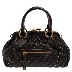 Marc Jacobs Black Leather Studded Stam Satchel For Women