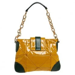Marc Jacobs Mustard Yellow/Green Patent Leather And Leather Shoulder Bag For Women -Marc Jacobs shop luxury women marc jacobs used handbags p446395 003