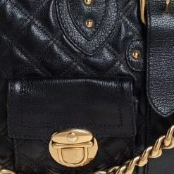Marc Jacobs Black Quilted Leather Venetia Satchel For Women -Marc Jacobs shop luxury women marc jacobs used handbags p452647 006