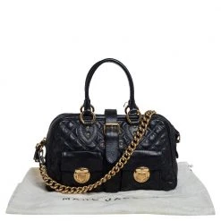 Marc Jacobs Black Quilted Leather Venetia Satchel For Women -Marc Jacobs shop luxury women marc jacobs used handbags p452647 009