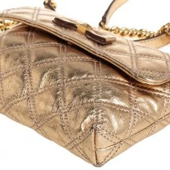 Marc Jacobs Metallic Gold Quilted Leather Bow Shoulder Bag For Women -Marc Jacobs shop luxury women marc jacobs used handbags p452701 001