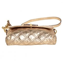 Marc Jacobs Metallic Gold Quilted Leather Bow Shoulder Bag For Women -Marc Jacobs shop luxury women marc jacobs used handbags p452701 003