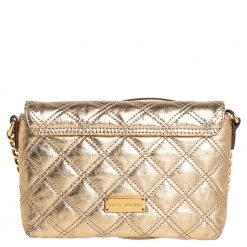 Marc Jacobs Metallic Gold Quilted Leather Bow Shoulder Bag For Women -Marc Jacobs shop luxury women marc jacobs used handbags p452701 005