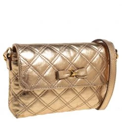 Marc Jacobs Metallic Gold Quilted Leather Bow Shoulder Bag For Women -Marc Jacobs shop luxury women marc jacobs used handbags p452701 006