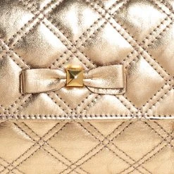 Marc Jacobs Metallic Gold Quilted Leather Bow Shoulder Bag For Women -Marc Jacobs shop luxury women marc jacobs used handbags p452701 007