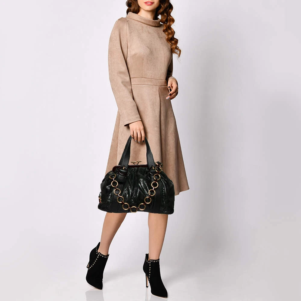 Marc Jacobs Dark Green Python And Leather Stam Satchel For Women 2 Marc Jacobs Dark Green Python And Leather Stam Satchel For Women - Image 2