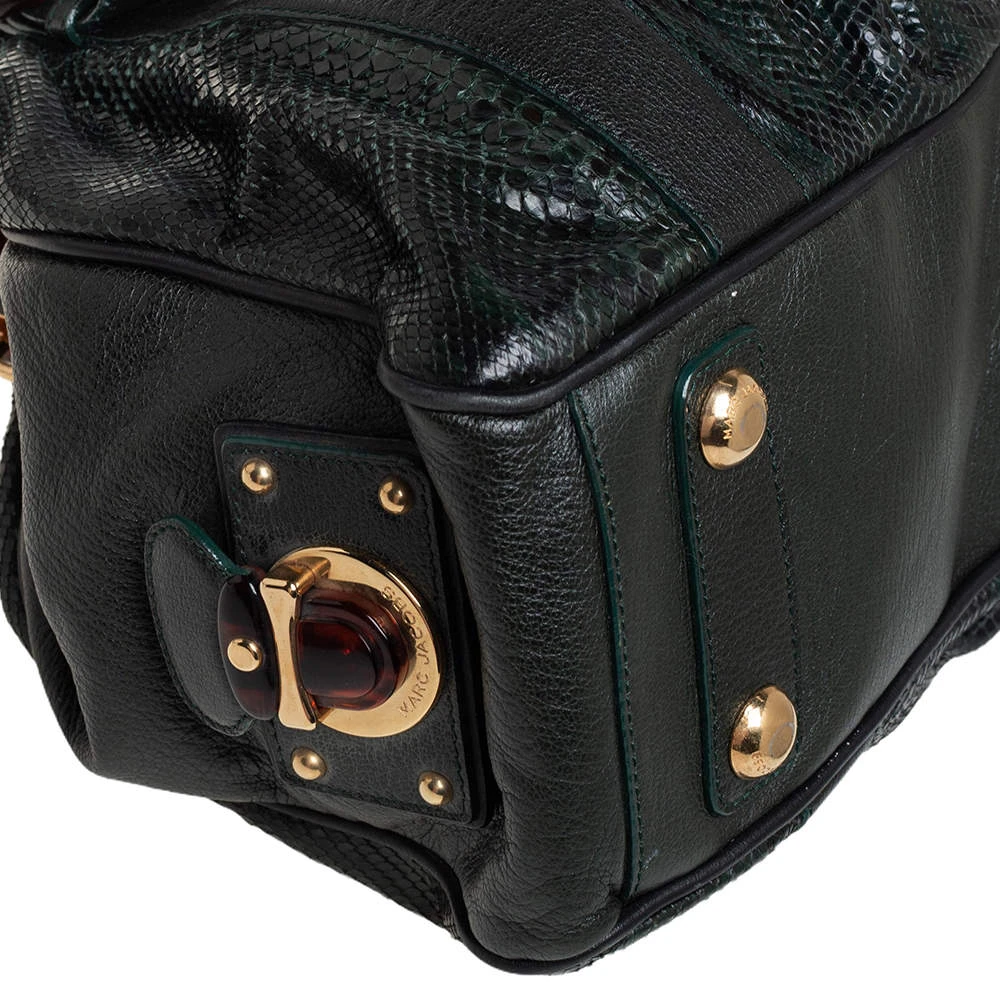 Marc Jacobs Dark Green Python And Leather Stam Satchel For Women 10 Marc Jacobs Dark Green Python And Leather Stam Satchel For Women - Image 10