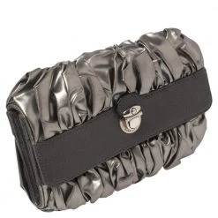 Marc Jacobs Mark Jacobs Metallic/Grey Gathered Coated Canvas And Leather Pushlock Clutch For Women 13 Marc Jacobs Mark Jacobs Metallic/Grey Gathered Coated Canvas And Leather Pushlock Clutch For Women -Marc Jacobs shop luxury women marc jacobs used handbags p459641 003
