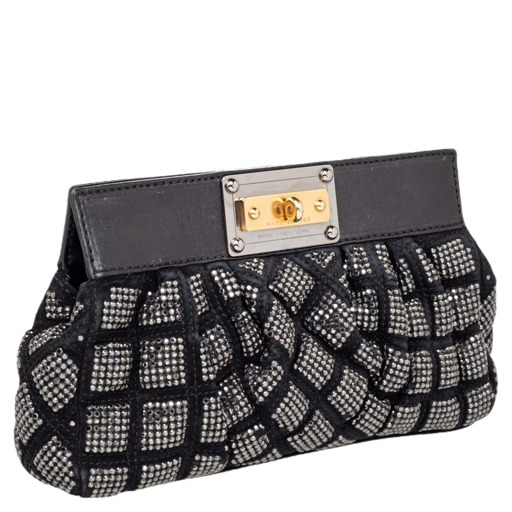 Marc Jacobs Black Suede And Leather Embellished Clutch For Women 3 Marc Jacobs Black Suede And Leather Embellished Clutch For Women - Image 3