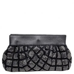 Marc Jacobs Black Suede And Leather Embellished Clutch For Women 14 Marc Jacobs Black Suede And Leather Embellished Clutch For Women -Marc Jacobs shop luxury women marc jacobs used handbags p469378 010