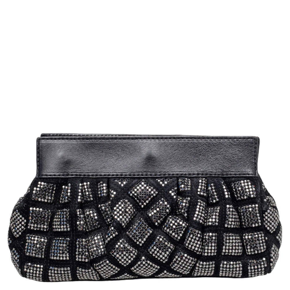 Marc Jacobs Black Suede And Leather Embellished Clutch For Women 4 Marc Jacobs Black Suede And Leather Embellished Clutch For Women - Image 4