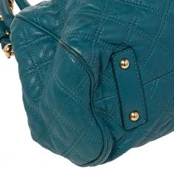 Marc Jacobs Teal Blue Quilted Leather Stam Satchel For Women 20 Marc Jacobs Teal Blue Quilted Leather Stam Satchel For Women -Marc Jacobs shop luxury women marc jacobs used handbags p472670 001