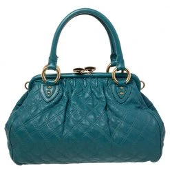 Marc Jacobs Teal Blue Quilted Leather Stam Satchel For Women 14 Marc Jacobs Teal Blue Quilted Leather Stam Satchel For Women -Marc Jacobs shop luxury women marc jacobs used handbags p472670 008