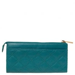 Marc Jacobs Teal Blue Quilted Leather Double Pocket Zip Clutch For Women -Marc Jacobs shop luxury women marc jacobs used handbags p472744 007