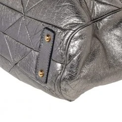 Marc Jacobs Metallic Grey Quilted Leather Stam Satchel For Women -Marc Jacobs shop luxury women marc jacobs used handbags p475203 001
