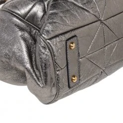 Marc Jacobs Metallic Grey Quilted Leather Stam Satchel For Women -Marc Jacobs shop luxury women marc jacobs used handbags p475203 011