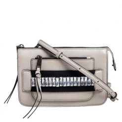 Marc Jacobs Grey Leather Crystal Embellished Madison Crossbody Bag For Women