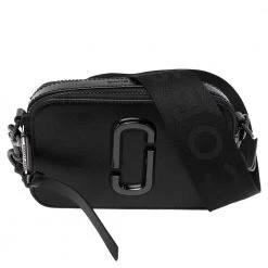 Marc Jacobs Black Glossy Leather Snapshot Camera Crossbody Bag For Women
