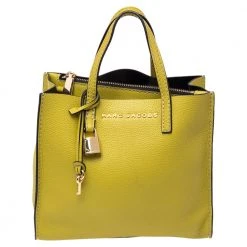 Marc Jacobs Lime Green Leather Mini Grind Tote For Women