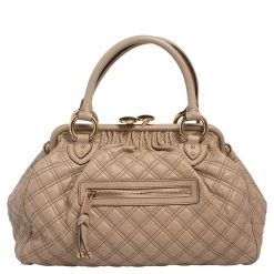 Marc Jacobs Beige Quilted Leather Stam Satchel For Women