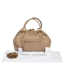 Marc Jacobs Beige Quilted Leather Stam Satchel For Women -Marc Jacobs shop luxury women marc jacobs used handbags p482873 008