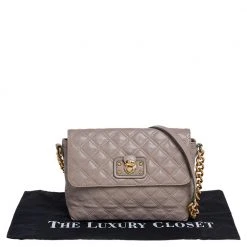 Marc Jacobs Beige Quilted Leather The Large Single Flap Shoulder Bag For Women -Marc Jacobs shop luxury women marc jacobs used handbags p487560 003
