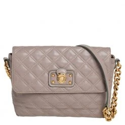 Marc Jacobs Beige Quilted Leather The Large Single Flap Shoulder Bag For Women