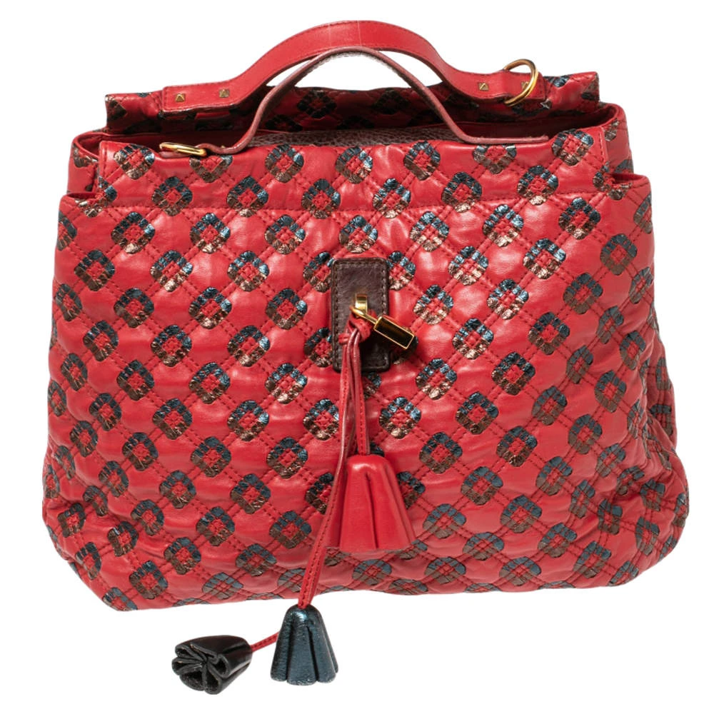 Marc Jacobs Red/Metallic Quilted Leather Memphis Robert Jena Shoulder Bag For Women 1 Marc Jacobs Red/Metallic Quilted Leather Memphis Robert Jena Shoulder Bag For Women