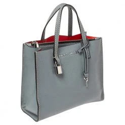 Marc Jacobs Stone Blue Soft Leather Mini Grind Tote For Women -Marc Jacobs shop luxury women marc jacobs used handbags p497323 007