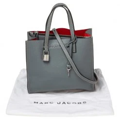 Marc Jacobs Stone Blue Soft Leather Mini Grind Tote For Women -Marc Jacobs shop luxury women marc jacobs used handbags p497323 009