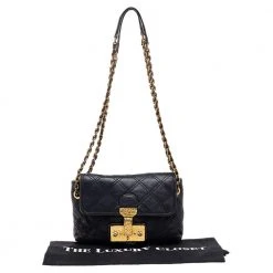 Marc Jacobs Black Quilted Leather Baroque Shoulder Bag For Women -Marc Jacobs shop luxury women marc jacobs used handbags p502591 011