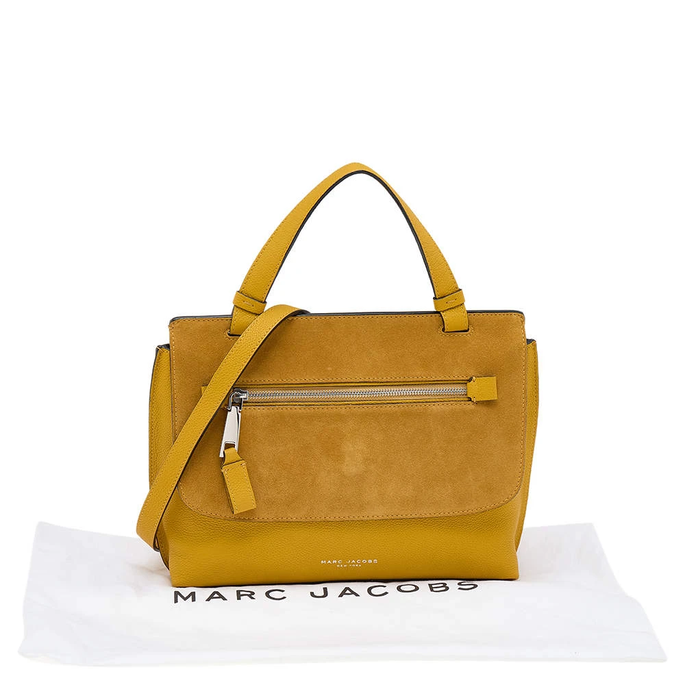 Marc Jacobs Yellow Suede And Leather Waverly Top Handle Bag For Women 9 Marc Jacobs Yellow Suede And Leather Waverly Top Handle Bag For Women - Image 9