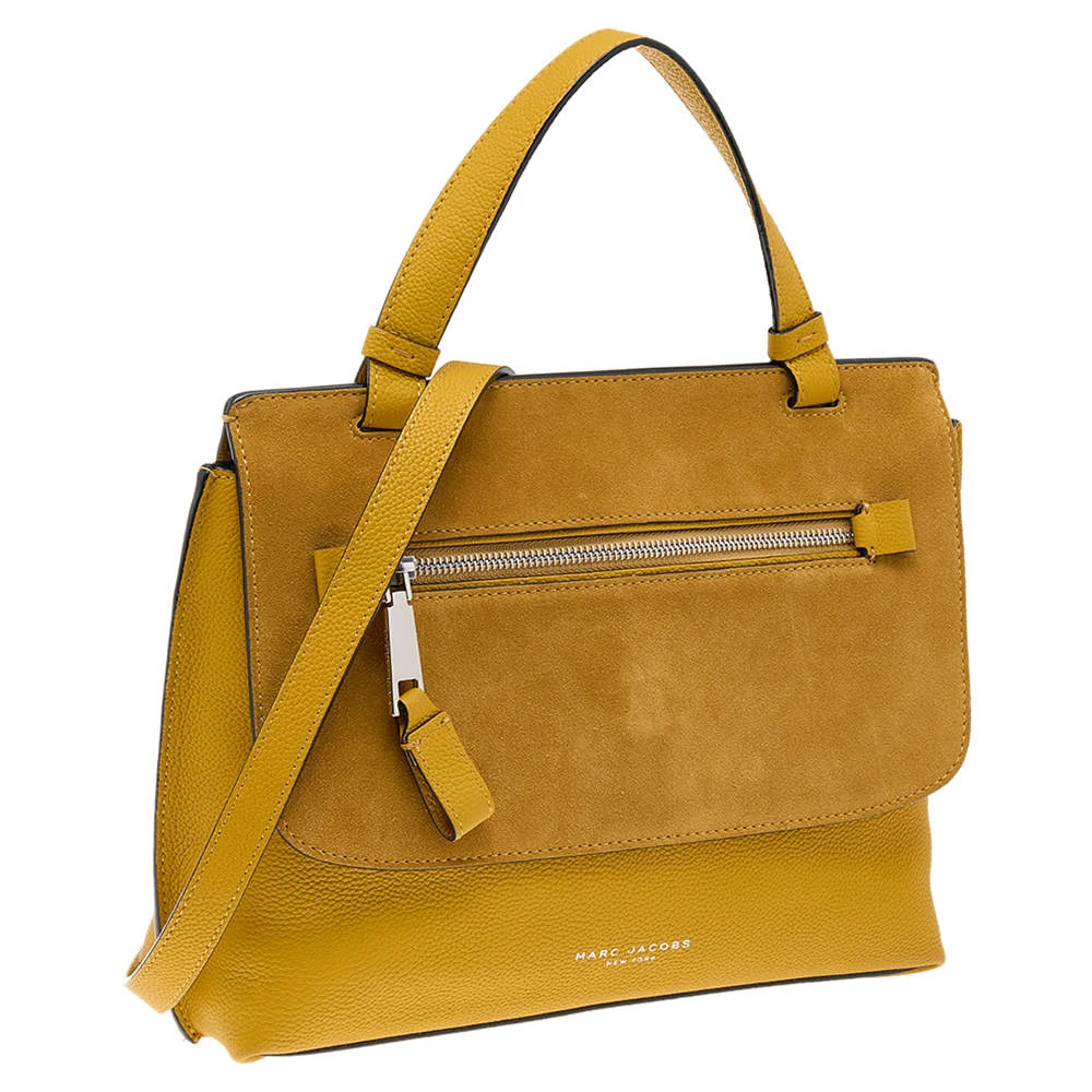 Marc Jacobs Yellow Suede And Leather Waverly Top Handle Bag For Women 3 Marc Jacobs Yellow Suede And Leather Waverly Top Handle Bag For Women - Image 3