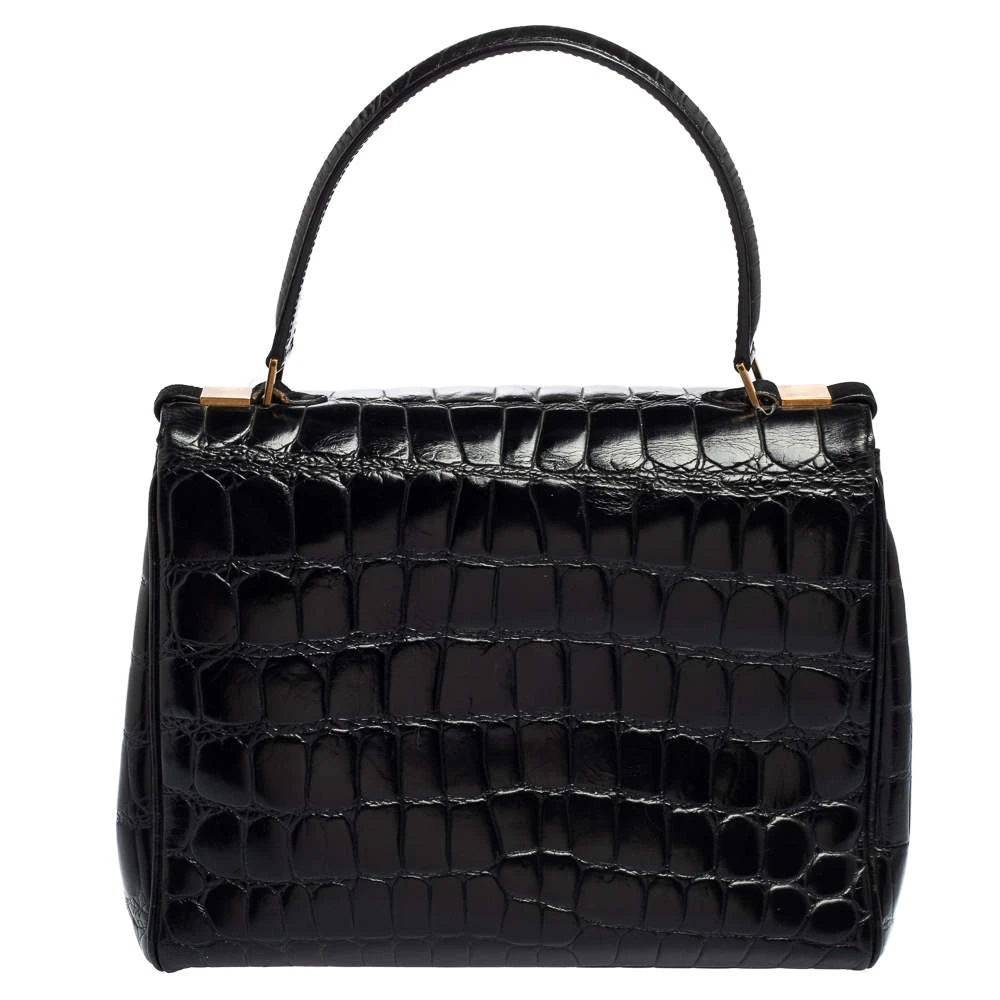 Marc Jacobs Black Croc Embossed Leather Metropolitan Top Handle Bag For Women 4 Marc Jacobs Black Croc Embossed Leather Metropolitan Top Handle Bag For Women - Image 4