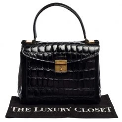 Marc Jacobs Black Croc Embossed Leather Metropolitan Top Handle Bag For Women 25 Marc Jacobs Black Croc Embossed Leather Metropolitan Top Handle Bag For Women -Marc Jacobs shop luxury women marc jacobs used handbags p572068 006