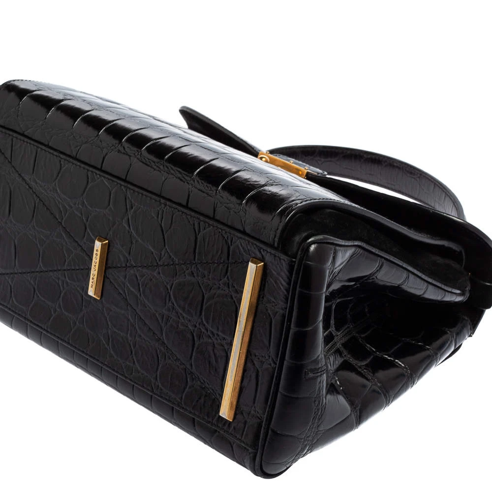 Marc Jacobs Black Croc Embossed Leather Metropolitan Top Handle Bag For Women 14 Marc Jacobs Black Croc Embossed Leather Metropolitan Top Handle Bag For Women - Image 14
