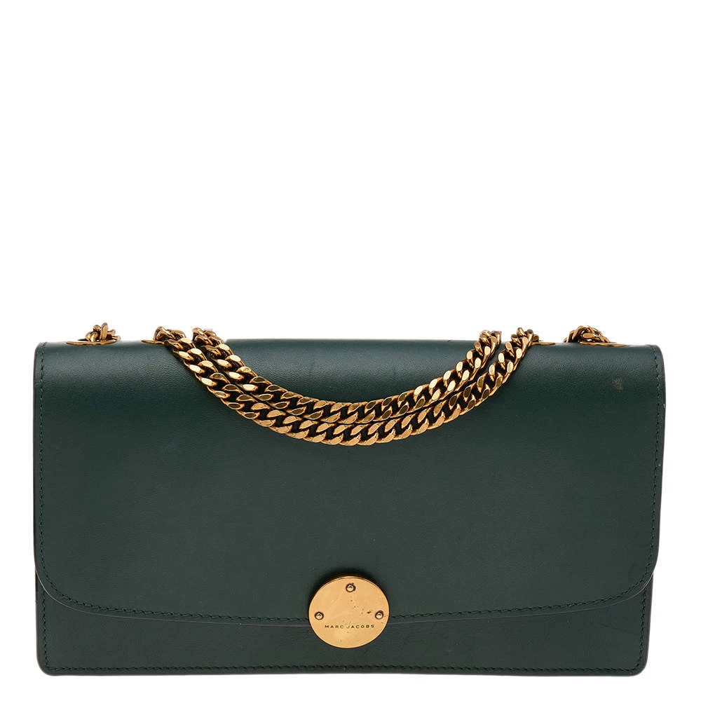 Marc Jacobs Dark Green Leather Big Trouble Shoulder Bag For Women 1 Marc Jacobs Dark Green Leather Big Trouble Shoulder Bag For Women