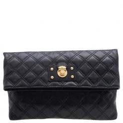 Marc Jacobs Black Quilted Leather Eugenie Clutch For Women