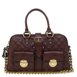 Marc Jacobs Burgundy Quilted Leather Venetia Satchel For Women